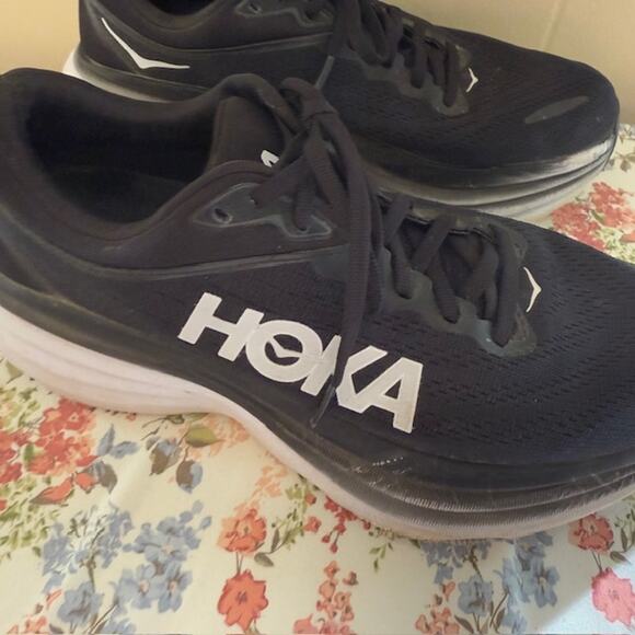 Hoka One One Bondi Men's 9B 1127952 BWHT Running Athletic Sneaker Shoes Black - Picture 6 of 11